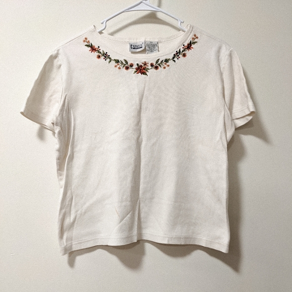 Vintage Embroidered Knit Shirt Floral - Picture 1 of 5